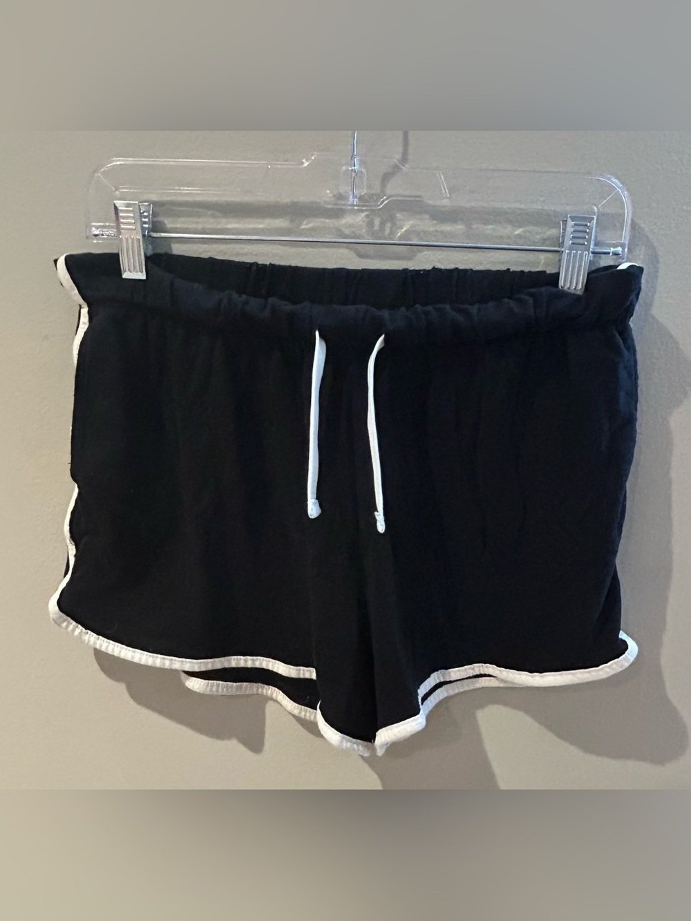 Girls' Black Retro Drawstring Shorts with White Trim